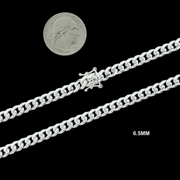 Real 925 SOLID Sterling Silver 6.5mm Miami Cuban Link Chain Necklace 24" inch - Picture 2 of 6